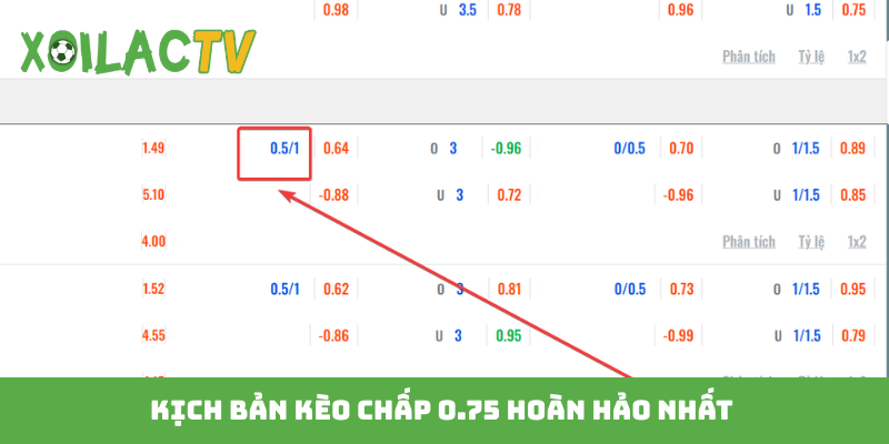 Kịch bản kèo chấp 0.75 hoàn hảo nhất
